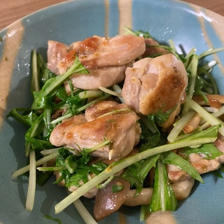 シャキシャキ水菜と柚子胡椒マヨネーズのチキンソテー